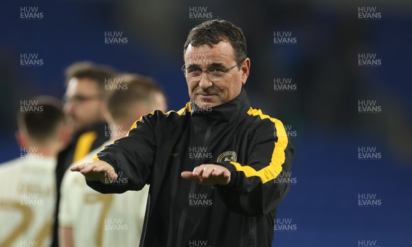 300925 - Cardiff City v Burton Albion, EFL Sky Bet League 1 - Burton Albion manager Gary Bowyer celebrates at the end of the match