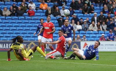 190926 Cardiff City v Charlton Athletic, EFL Sky Bet Championship - Jack Moylan of Cardiff City looks on as his chipped shot goes wide of the goal