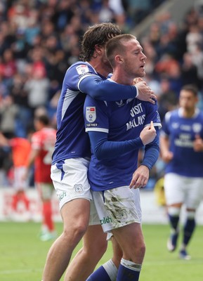 190926 Cardiff City v Charlton Athletic, EFL Sky Bet Championship - Jack Moylan of Cardiff City celebrates with Ollie Tanner of Cardiff City after scoring the third goal