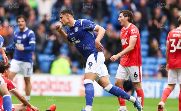 190926 Cardiff City v Charlton Athletic, EFL Sky Bet Championship - Yousef Salech of Cardiff City celebrates after scoring the second goal