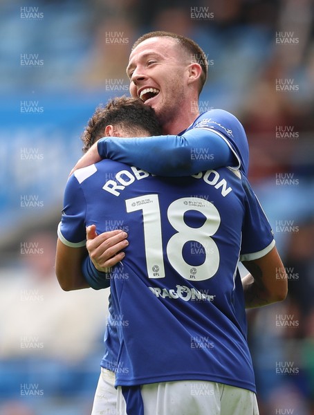 190926 Cardiff City v Charlton Athletic, EFL Sky Bet Championship - Jack Moylan of Cardiff City celebrates with Alex Robertson of Cardiff City after scoring the third goal
