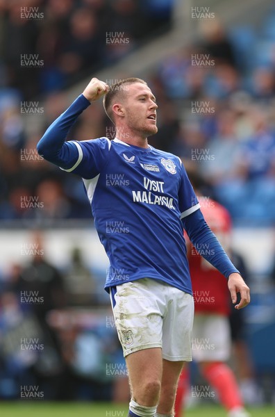 190926 Cardiff City v Charlton Athletic, EFL Sky Bet Championship - Jack Moylan of Cardiff City celebrates after scoring the third goal