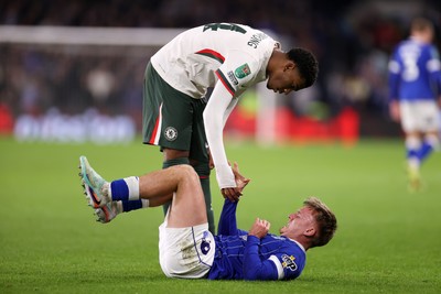 161225 - Cardiff City v Chelsea - EFL Cup Quarter Final - Josh Acheampong of Chelsea and Isaak Davies of Cardiff 