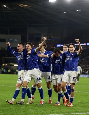 161225 - Cardiff City v Chelsea - EFL Cup Quarter Final - David Turnbull of Cardiff celebrates scoring a goal with team mates