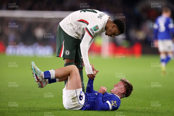 161225 - Cardiff City v Chelsea - EFL Cup Quarter Final - Josh Acheampong of Chelsea and Isaak Davies of Cardiff 