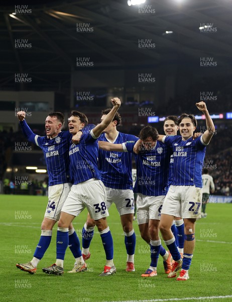 161225 - Cardiff City v Chelsea - EFL Cup Quarter Final - David Turnbull of Cardiff celebrates scoring a goal with team mates