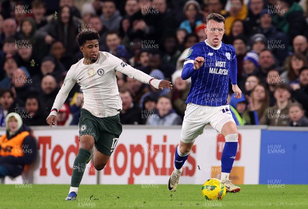 161225 - Cardiff City v Chelsea - EFL Cup Quarter Final - David Turnbull of Cardiff is challenged by Andrey Santos of Chelsea 