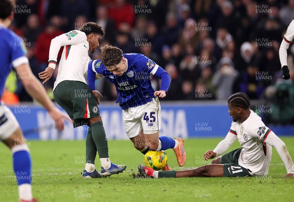 161225 - Cardiff City v Chelsea - EFL Cup Quarter Final - Cian Ashford of Cardiff is tackled by Andrey Santos of Chelsea 