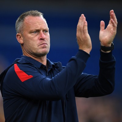 260825 - Cardiff City v Cheltenham Town - Carabao Cup Round Two - Michael Flynn, Cheltenham Town Manager