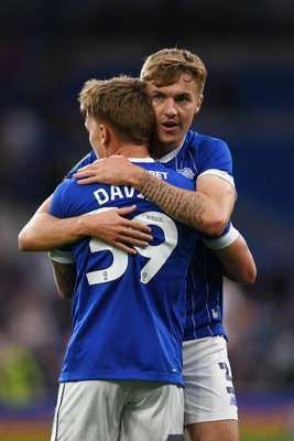 260825 - Cardiff City v Cheltenham Town - Carabao Cup Round Two - Isaak Davies of Cardiff City celebrates scoring a goal with Joel Bagan of Cardiff City