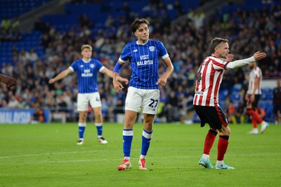 260825 - Cardiff City v Cheltenham Town - Carabao Cup Round Two - Joel Colwill of Cardiff City celebrates scoring a goal