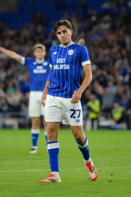 260825 - Cardiff City v Cheltenham Town - Carabao Cup Round Two - Joel Colwill of Cardiff City celebrates scoring a goal