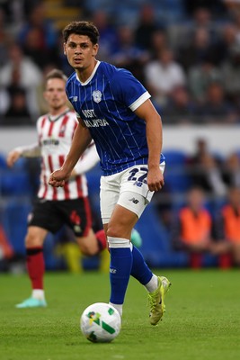 260825 - Cardiff City v Cheltenham Town - Carabao Cup Round Two - Yousef Salech of Cardiff City