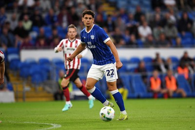 260825 - Cardiff City v Cheltenham Town - Carabao Cup Round Two - Yousef Salech of Cardiff City