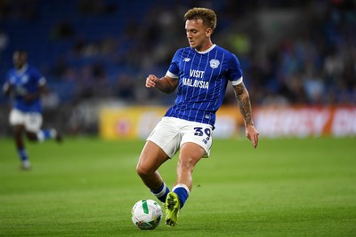 260825 - Cardiff City v Cheltenham Town - Carabao Cup Round Two - Isaak Davies of Cardiff City