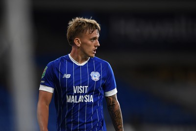 260825 - Cardiff City v Cheltenham Town - Carabao Cup Round Two - Isaak Davies of Cardiff City