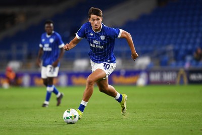 260825 - Cardiff City v Cheltenham Town - Carabao Cup Round Two - Rubin Colwill of Cardiff City