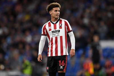 260825 - Cardiff City v Cheltenham Town - Carabao Cup Round Two - Josh Martin of Cheltenham Town