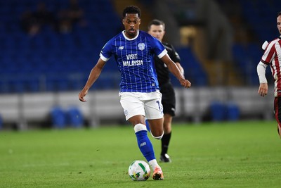 260825 - Cardiff City v Cheltenham Town - Carabao Cup Round Two - Chris Willock of Cardiff City