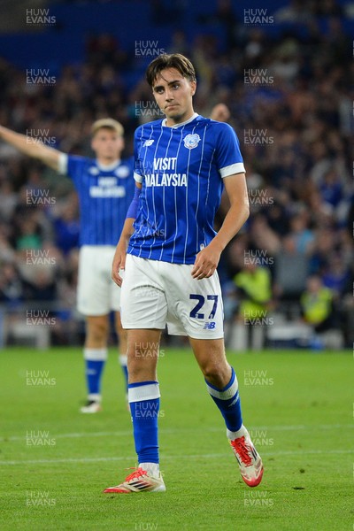 260825 - Cardiff City v Cheltenham Town - Carabao Cup Round Two - Joel Colwill of Cardiff City celebrates scoring a goal