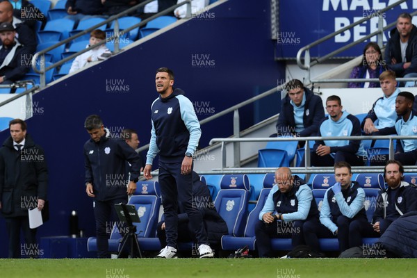 151022 - Cardiff City v Coventry City - Sky Bet Championship - Mark Hudson, the interim manager of Cardiff city reacts and looks frustrated on the touchline 