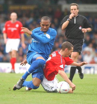 270903 Cardiff City v Crewe Alexandra Cardiff's    Danny Gabidon brings down Kenny Lunt 