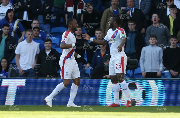 040519 - Cardiff City v Crystal Palace - Premier League - Michy Batshuayi of Crystal Palace celebrates scoring their second goal with Jordan Ayew