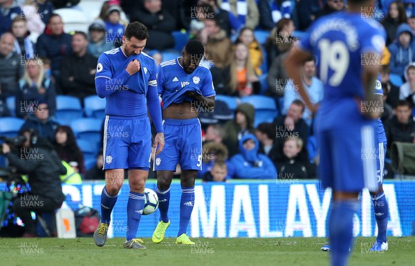 040519 - Cardiff City v Crystal Palace - Premier League - Dejected Sean Morrison and Bruno Ecuele Manga of Cardiff City