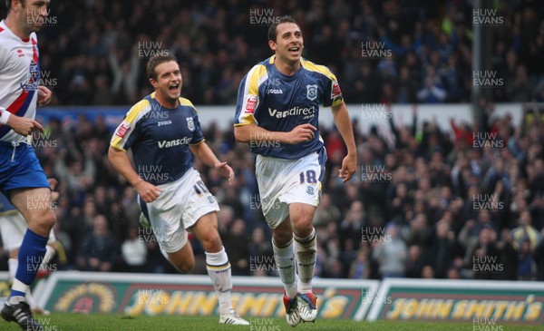 15.11.08 ... Cardiff City v Crystal Palace, Coca Cola Championship -  Cardiff's Michael Chopra celebrates after scoring from the penalty spot 