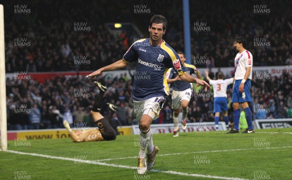 15.11.08 ... Cardiff City v Crystal Palace, Coca Cola Championship -  Cardiff's Joe Ledley celebrates after scoring City's second goal 