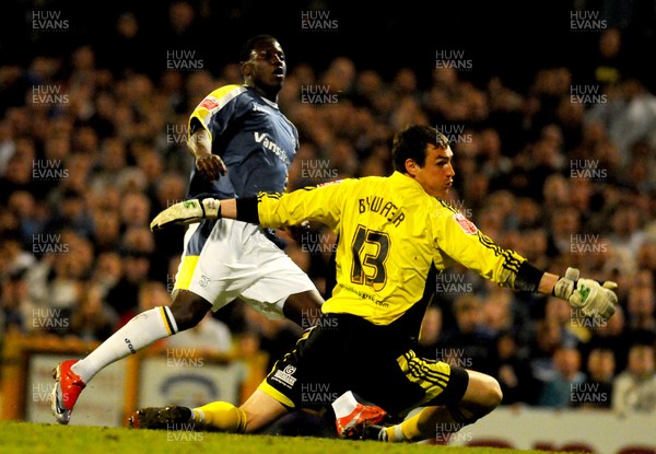 08.04.09 - Championship Football Cardiff City v Derby County Cardiff's Eddie Johnson beats Derby 'keeper Stephen Bywater to score his sides fourth goal 
