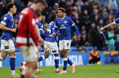 131225 - Cardiff City v Doncaster Rovers - SkyBet League One - Omari Kellyman of Cardiff celebrates scoring a goal