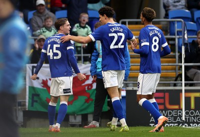 131225 - Cardiff City v Doncaster Rovers - SkyBet League One - Cian Ashford of Cardiff celebrates scoring a goal with team mates