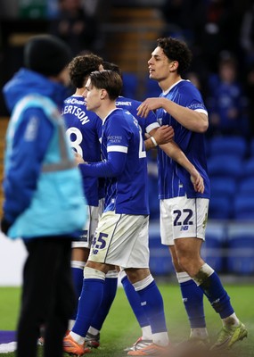 131225 - Cardiff City v Doncaster Rovers - SkyBet League One - Yousef Salech of Cardiff celebrates scoring a goal with team mates