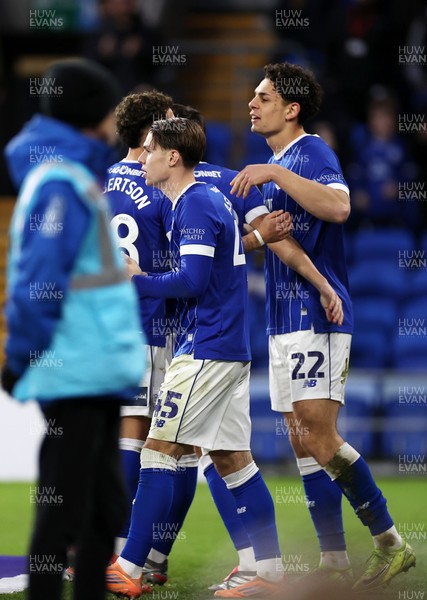131225 - Cardiff City v Doncaster Rovers - SkyBet League One - Yousef Salech of Cardiff celebrates scoring a goal with team mates