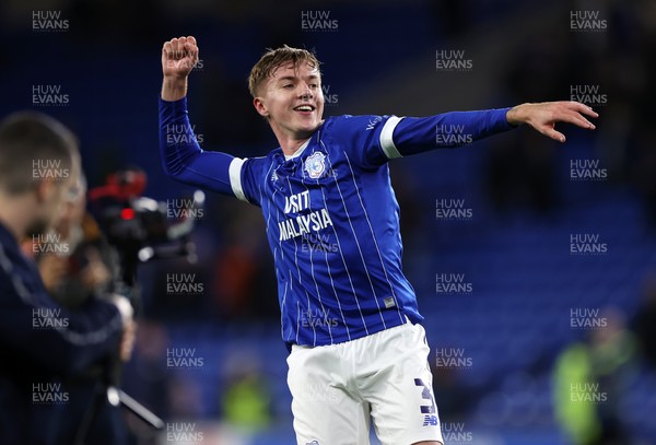 131225 - Cardiff City v Doncaster Rovers - SkyBet League One - Joel Bagan of Cardiff celebrates with the fans at full time