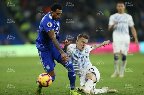 260219 - Cardiff City v Everton, Premier League - Nathaniel Mendez-Laing of Cardiff City is tackled by Lucas Digne of Everton