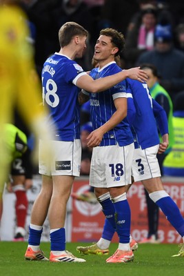 261225 - Cardiff City v Exeter City - Sky Bet League 1 - Alex Robertson of Cardiff City celebrates scoring a goal with team mates