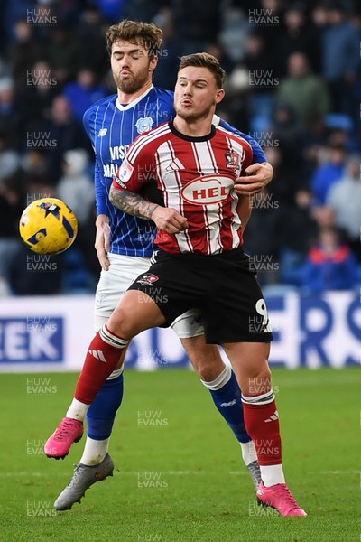 261225 - Cardiff City v Exeter City - Sky Bet League 1 - Calum Chambers of Cardiff City is challenged by Jayden Wareham of Exeter