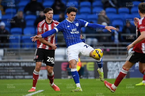261225 - Cardiff City v Exeter City - Sky Bet League 1 - Yousef Salech of Cardiff City puts the ball in the back of the net but is called offside