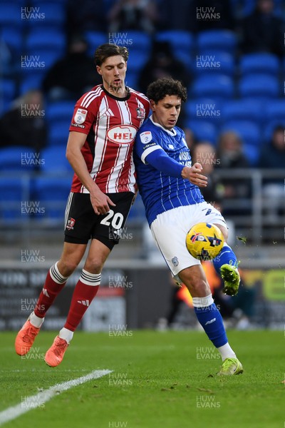 261225 - Cardiff City v Exeter City - Sky Bet League 1 - Yousef Salech of Cardiff City puts the ball in the back of the net but is called offside