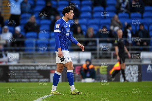 261225 - Cardiff City v Exeter City - Sky Bet League 1 - Yousef Salech of Cardiff City puts the ball in the back of the net but is called offside