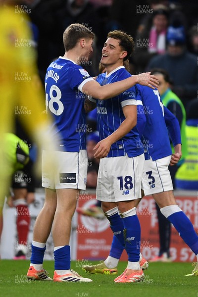 261225 - Cardiff City v Exeter City - Sky Bet League 1 - Alex Robertson of Cardiff City celebrates scoring a goal with team mates