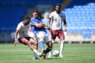 110726 - Cardiff City v FC Midtjylland - Preseason Friendly - Yousef Salech of Cardiff City is challenged by Ousmane Diao of FC Midtylland