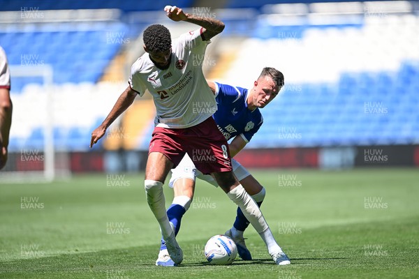 110726 - Cardiff City v FC Midtjylland - Preseason Friendly - David Turnbull of Cardiff City is challenged by Philip Billing of FC Midtylland