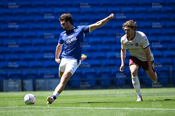 110726 - Cardiff City v FC Midtjylland - Preseason Friendly - Ollie Tanner of Cardiff City has a shot on goal
