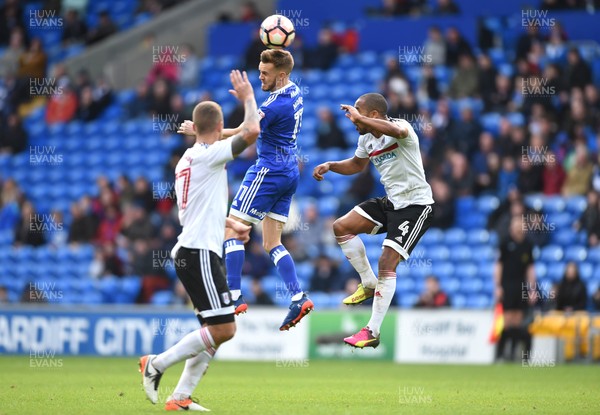 080117 - Cardiff City v Fulham - FA Cup - Craig Noone of Cardiff City heads the ball towards the goals by Ben Evans/Huw Evans Agency