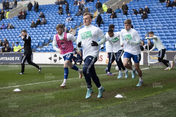 260222 - Cardiff City v Fulham - Sky Bet Championship - Isaak Davies of Cardiff City during the pre-match warm-up 