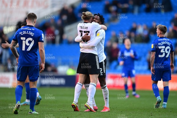 260222 - Cardiff City v Fulham - Sky Bet Championship - Tim Ream of Fulham and Nathaniel Chalobah of Fulham celebrate at full time