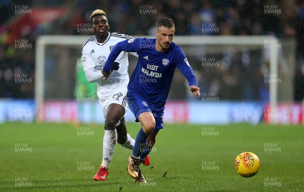 261217 - Cardiff City v Fulham - SkyBet Championship - Joe Bennett of Cardiff City is challenged by Sheyi Ojo of Fulham